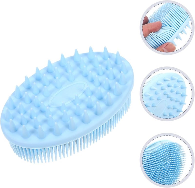 Blue Silicone Bath Scrubber Double Sided Body Brush With Hanging Rope For Sensitive Skin - Image 3